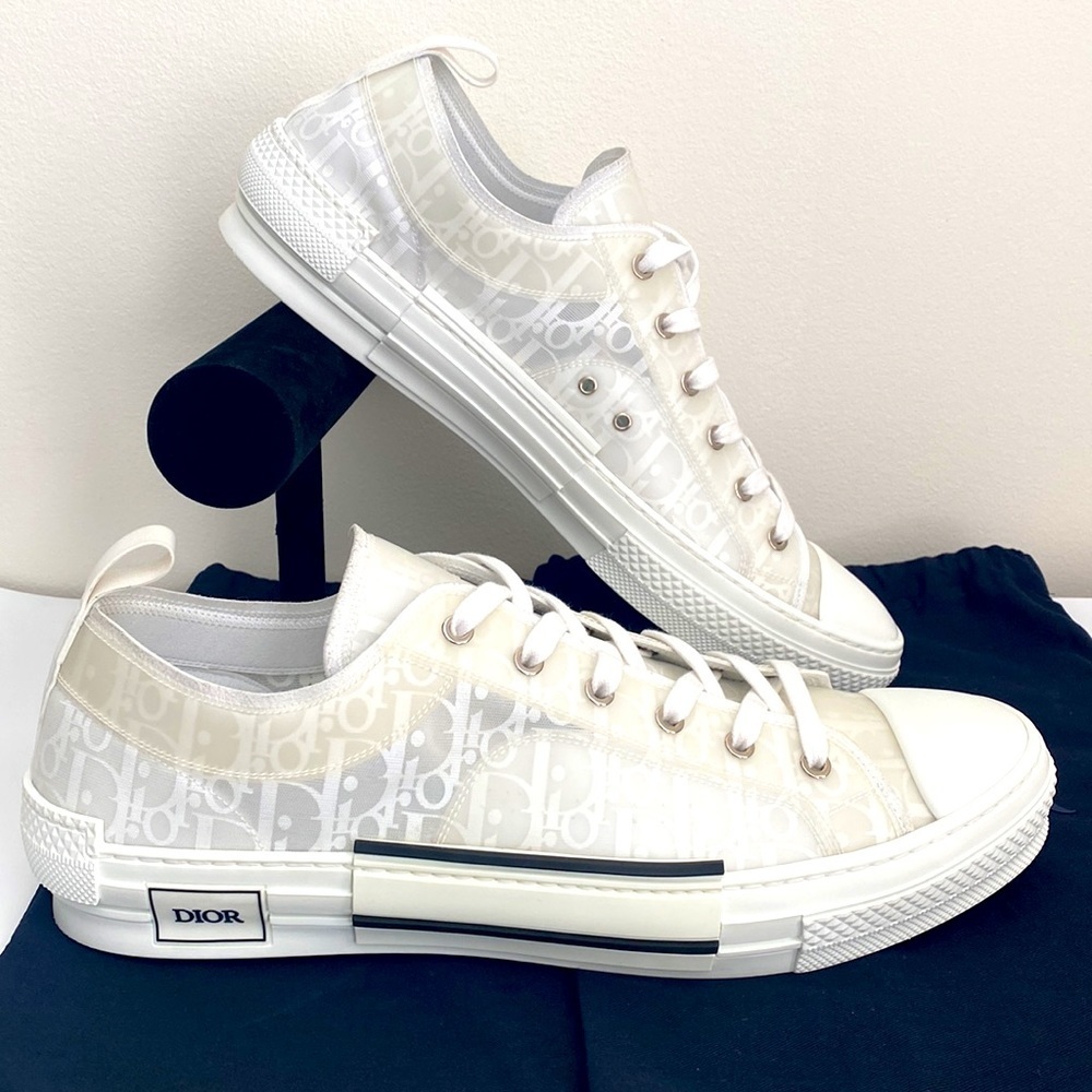 Dior White Oblique Canvas B23 Low-Top Sneaker Size 16 - Picture 10 of 12